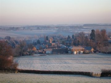 View of Shutford village at New Year